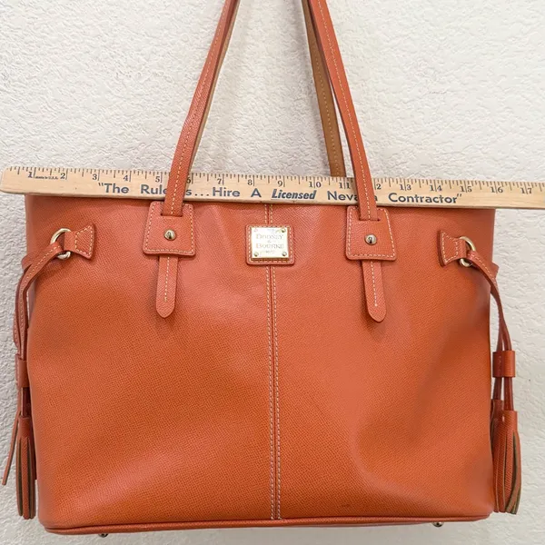 Authentic Dooney & Bourke Davis Tassel Orange Saffiano Leather Large Tote Bag - Image 11