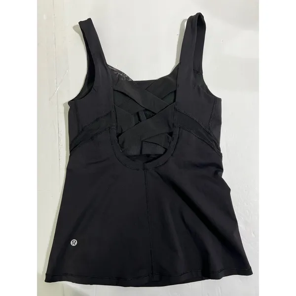 Lululemon Athletica Black Crisscross Back Tank Top Size 6 - Image 7