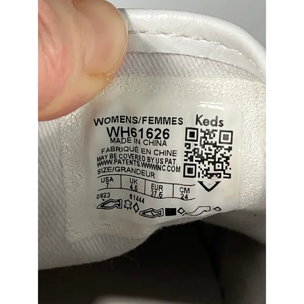 Keds‎ White Platform Sneakers Women's Size 7 Pink Satin Ribbon Laces - Image 6