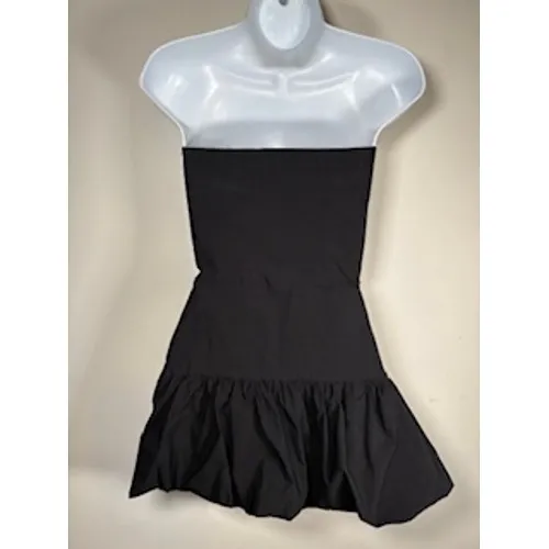 BOOHOO Strapless Mini Dress 4 Black‎ Bubble Hem Tube Top Party LBD Night Out - Image 3