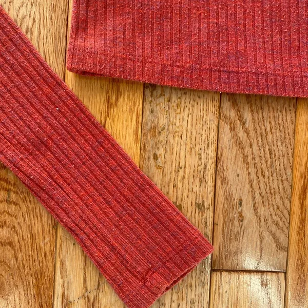 Urban Outfitters berry red ribbed square neck long sleeve top - Image 3