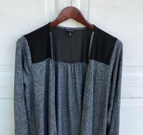 Torrid Women’s Cardigan Gray Black Open Front Sheer Plus 2X - Image 4