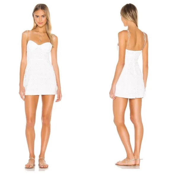 For Love And Lemons Picnic Mini Dress White Eyelet Revolve NWT Large - Image 7