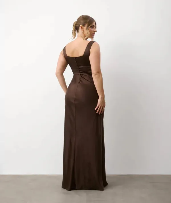 Six Stories Iris Chocolate Brown Maxi Wedding guest dress - Image 8