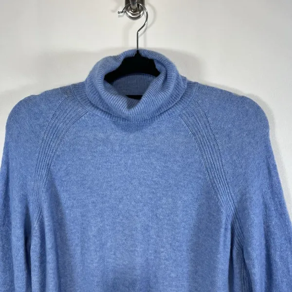 J. CREW Blue Wool Alpaca Blend‎ Turtleneck Long Sleeve Sweater Size Small - Image 3