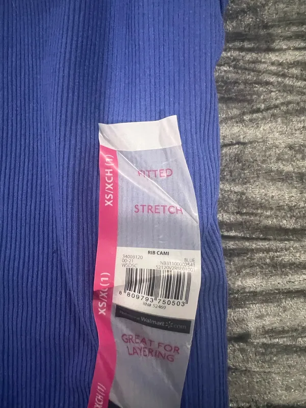 Blue Ribbed Tank Top Size XS - Image 2