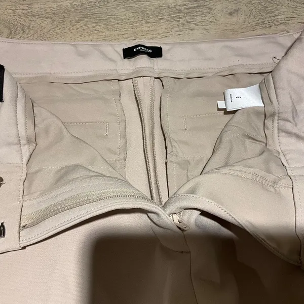 EXPRESS Editor Boot Mid Rise Dress Trouser Pant Size 6 Cream Khaki - Image 4