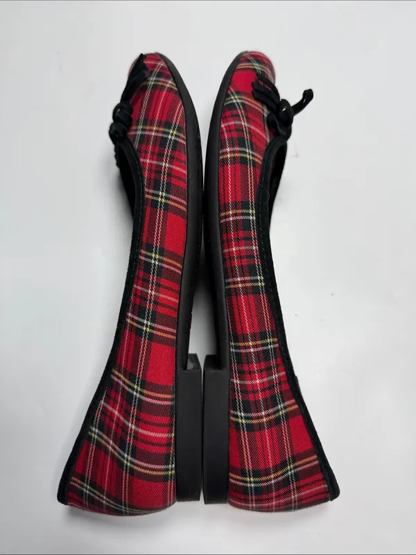L.L. Bean Plaid Tartan Bow Ballet Flats S-546 Sz 7.5 - Image 7