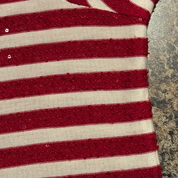Talbots 3/4 Sleeve Top Striped Sequin Preppy Nautical Red White Plus Size 3X - Image 10