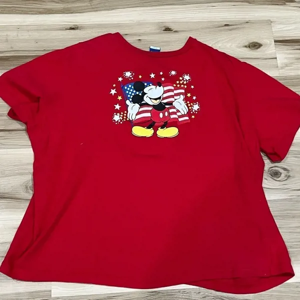 Vintage Disney American Original Mickey Flag Top Shirt Women’s 1XL - Image 4