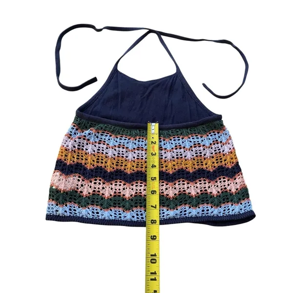 American‎ Eagle Crochet Halter Top XS Multicolor Chevron Boho Festival Core - Image 8