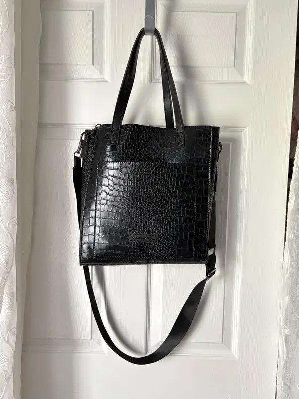 Claudia Canova moc croc-Embossed shoulder bag crossbody strap tote removal pouch - Image 2