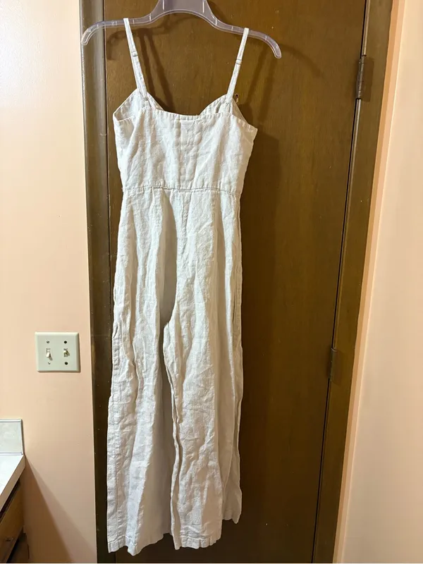 Reformation Torta Linen Jumpsuit in Sand Beige - Image 6
