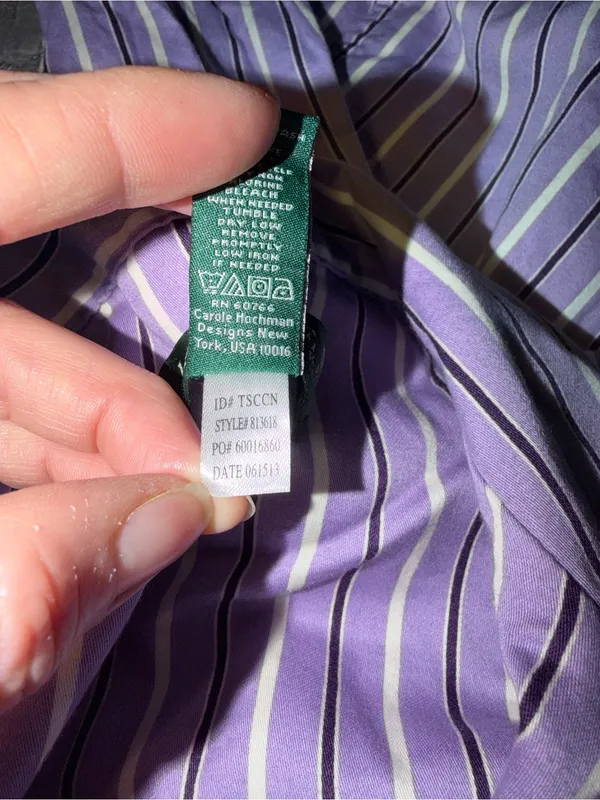 Lauren Ralph Lauren Striped Cotton Sleep Shirt-Purple Stripe Women’s Size-S - Image 4