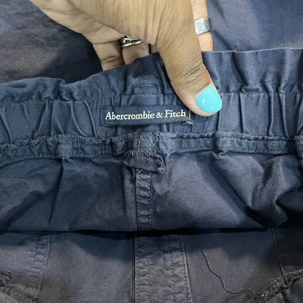 Abercrombie & Fitch Navy Ruffle Front Button Skirt Size XS Pockets - Image 4