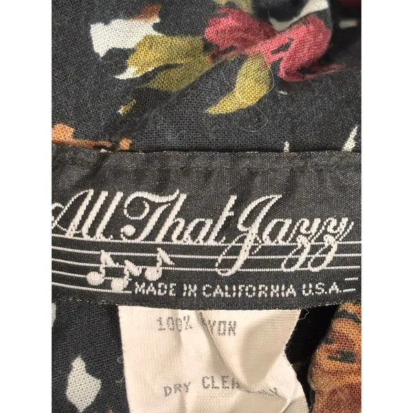 Vintage All That Jazz Dark Floral Rayon Cropped Jumpsuit 90s Grunge Romantic - Image 8