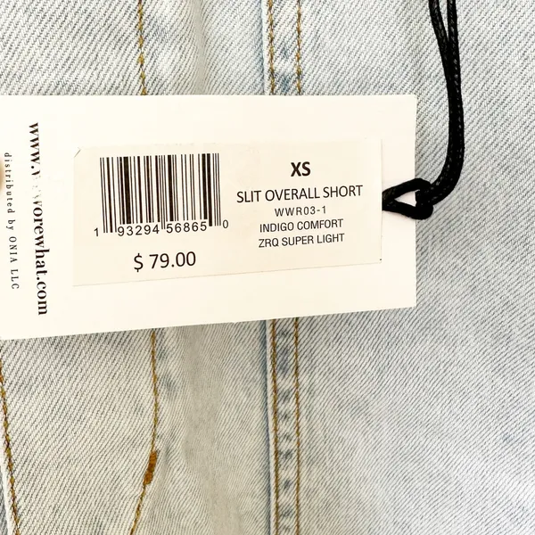 NWT WEWOREWHAT Denim Slit Short Overalls XS - Image 7