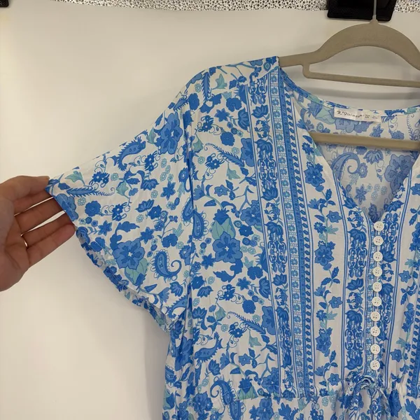R Vivimos Tiered Peasant Dress Sz XL 16/18 Boho Cottagecore Paisley Euro Summer - Image 5