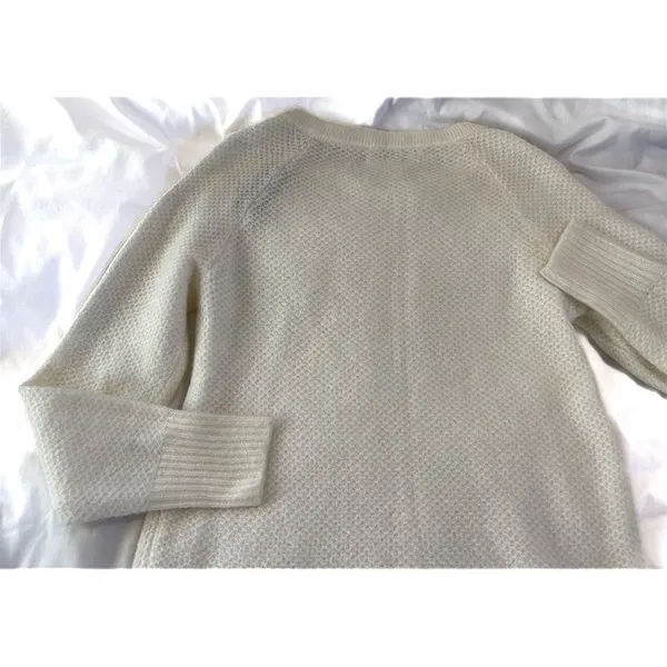 Abercrombie & Fitch Crewneck Knit Sweater | Zip Shoulder Cream NWT - Image 11