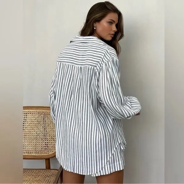 Commence Navy and White Striped Shirt - Image 3