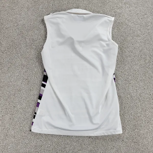 Greg Norman Womens Athletic‎ Tank Top S Purple White Stripes Collared Jersey - Image 9