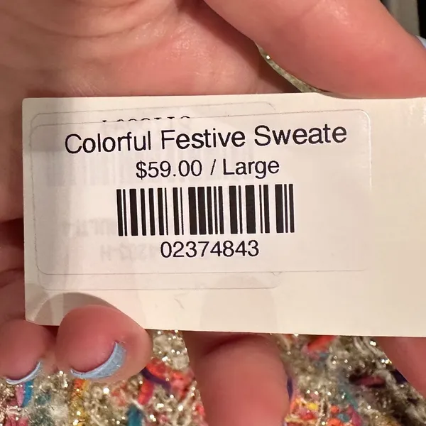 Strut & Bolt Colorful Festive Sweater Large NWT Rainbow‎ Metallic Chunky Knit - Image 5