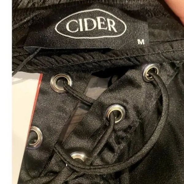 Cider NWT Lace Up Sexy Bustier Corset Eyelet Detail Smock Crop Top Adjustable M Black - Image 7