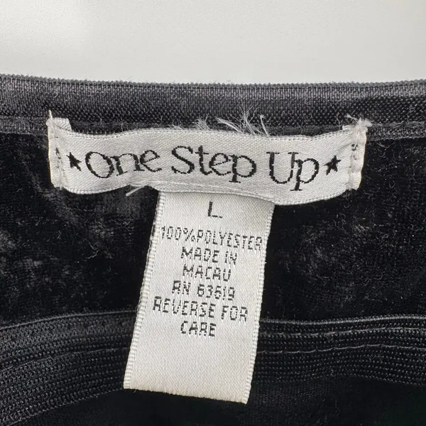 One Step Up Y2K Black Velvet Cami Tank Top Formed Cups Vintage 90s Whimsigoth Sexy Large - Image 7