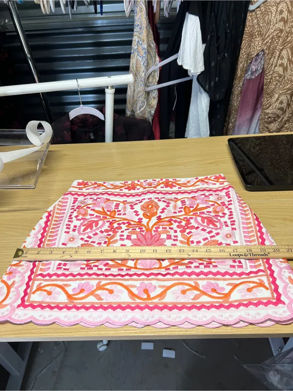 J.Marie Marina Embroidered Floral Mini Skirt Pink Orange White Size S - Image 13