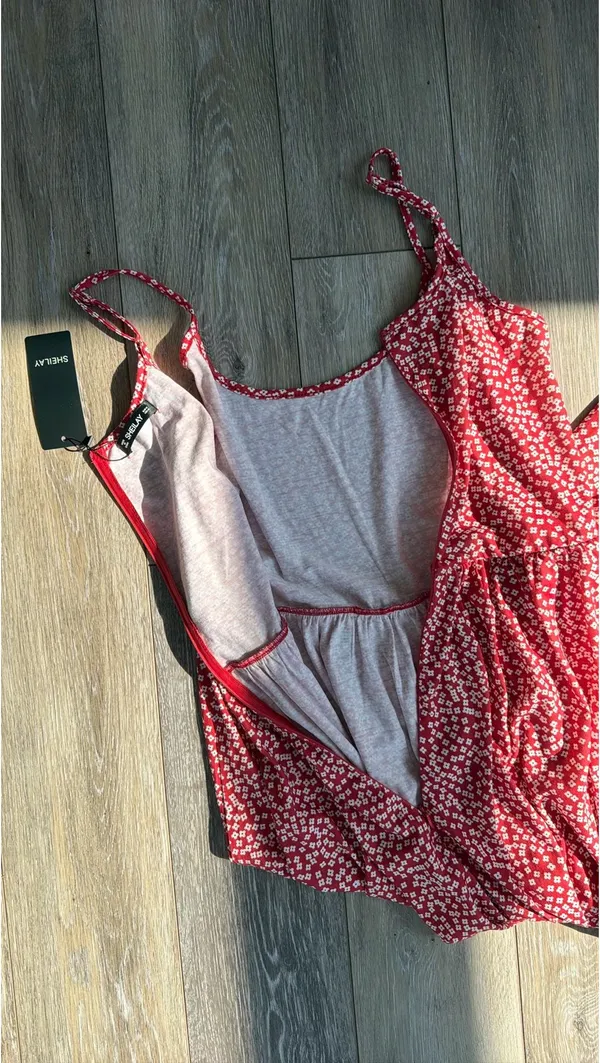 Long floral red summer dress - Image 3