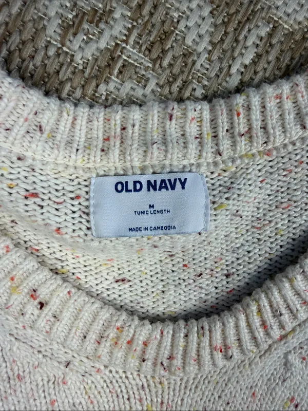 Old Navy Cream Speckled Scoop-Neck Sweater - Image 2
