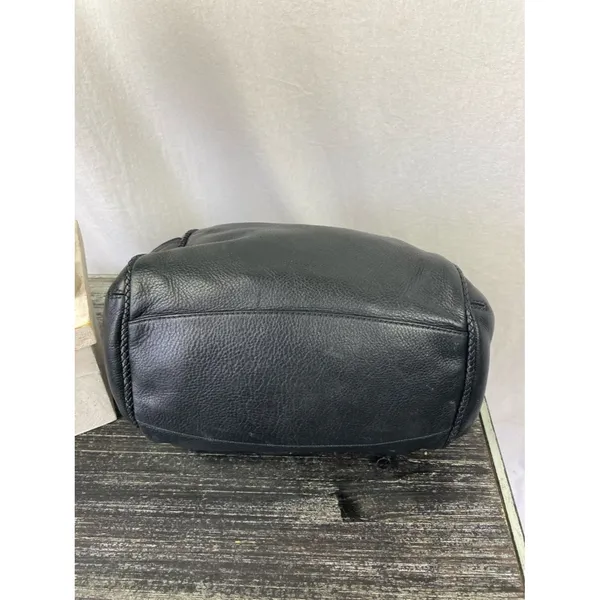 Cole Haan Black Leather Shoulder Hobo Slouchy Handbag Purse - Image 4