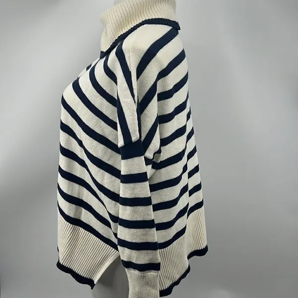 Loft medium striped long sleeve cotton poly blend sweater - Image 4