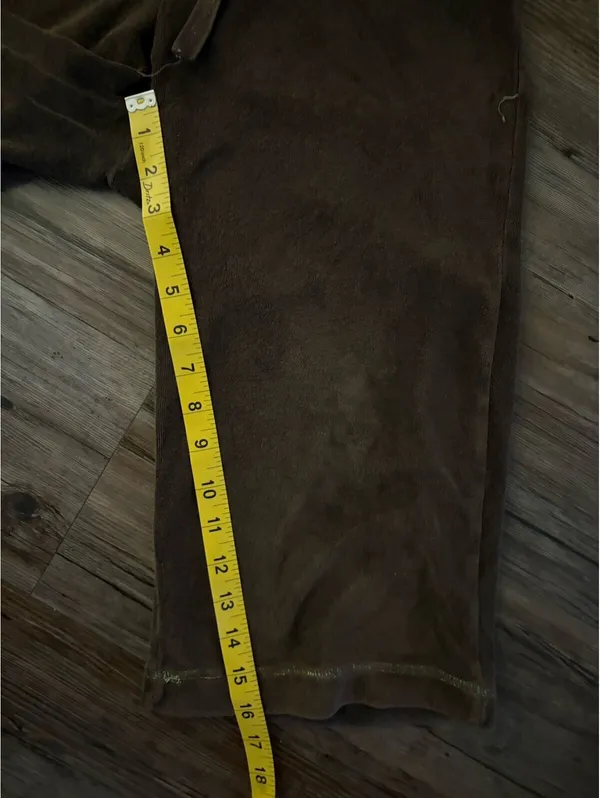VTG Y2K Old Navy Brown Wide Leg Velour Gaucho Pants Sz 32 - Image 3