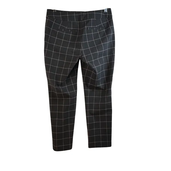 LOFT‎ Petite Marisa Pants Charcoal Grey Pink Plaid Straight Leg Casual Size 2P - Image 2