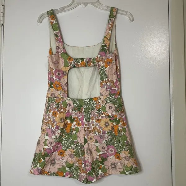 Mango MNG Orange floral scoop neck romper size XS -seen on TV! - Image 6