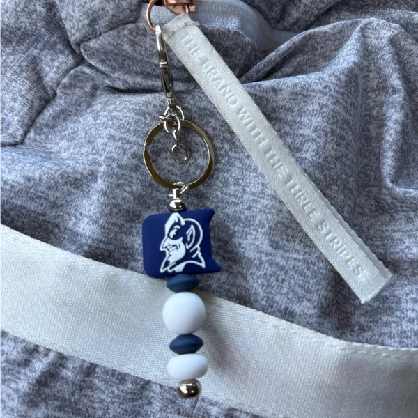 Handmade Duke Blue Devils Keychain with beads. Bag Charm, Zipper Pull. Team Spirit. - Image 2