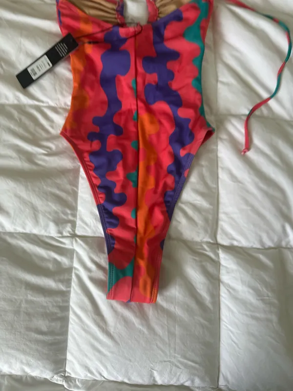 One Piece Swimsuit in Orange Purple Pink XS - Image 6