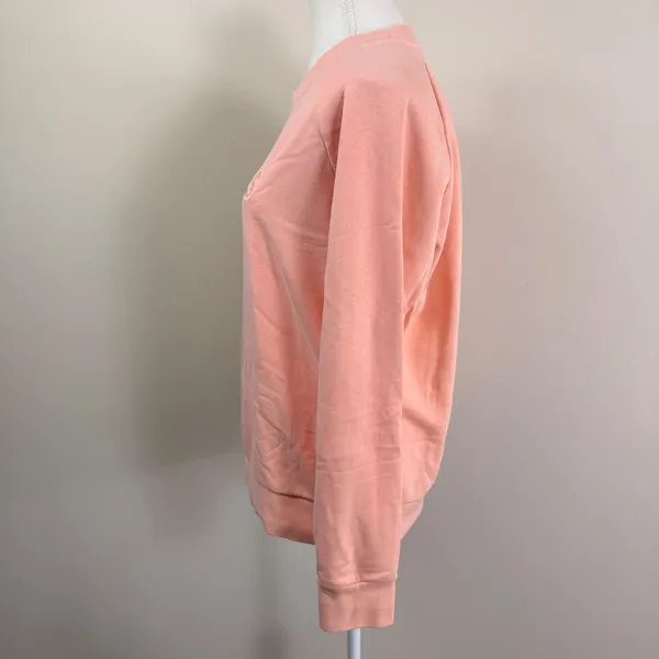Adidas Womens Peach Coral Embroidered Logo Crewneck Sweatshirt Raglan Large - Image 2