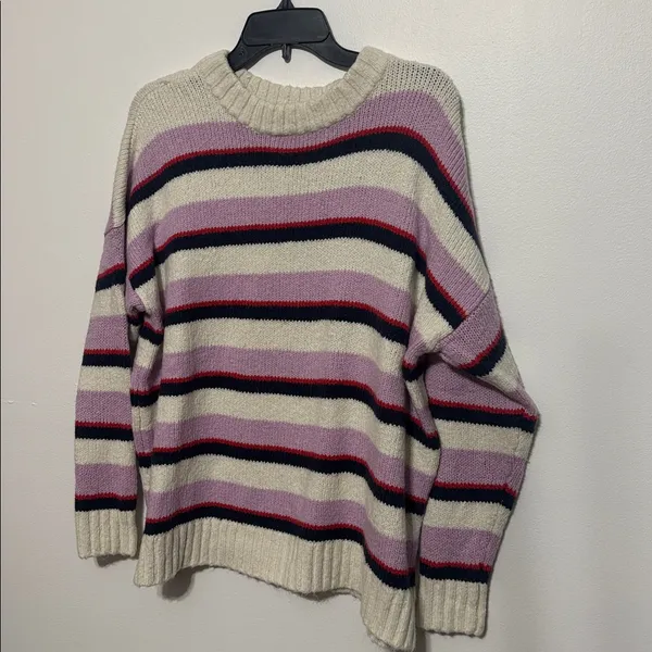 Aerie Knit Sweater in Cream and Purple - Image 2