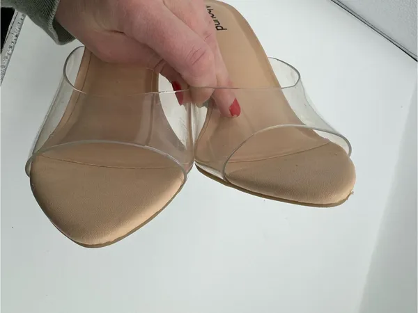 Abound tan nude heels featuring a modern clear PVC strap‎ size 8 classy sexy - Image 5