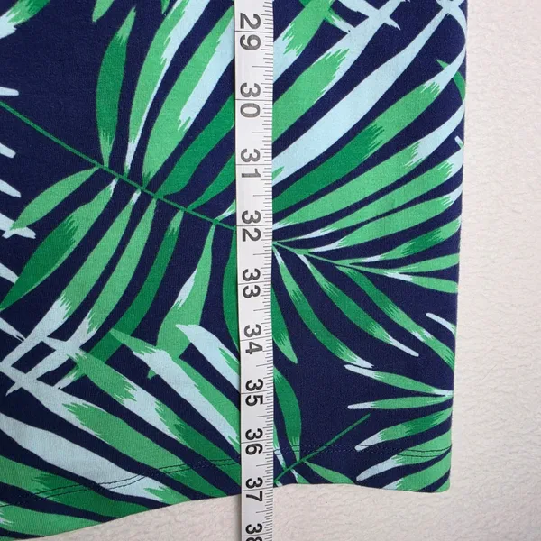 Old Navy NWOT Green Palm‎ Leaf Tropical Knit T-Shirt Dress Navy Blue 511900-09 L - Image 8