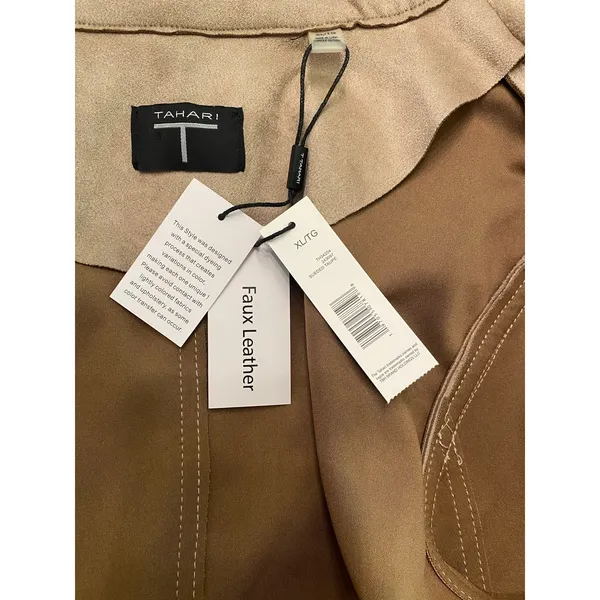 NWT Tahari Faux Suede Trench Coat Taupe Belted XL Long Duster Jacket Capsule - Image 5