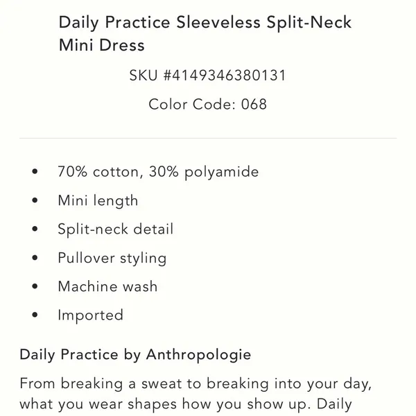 Anthropologie Daily Practice Sleeveless Split-Neck Mini Dress - Image 5