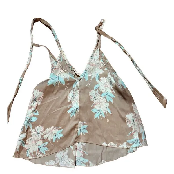 Free People Line Up Halter Cami Top‎ Womens Floral Crisscross Front Sz S - Image 4