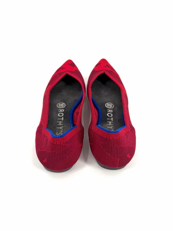 ROTHY’S Red Camo Knit Point Toe Slip On Limited Edition Ballet Flat Casual Shoes - Image 4