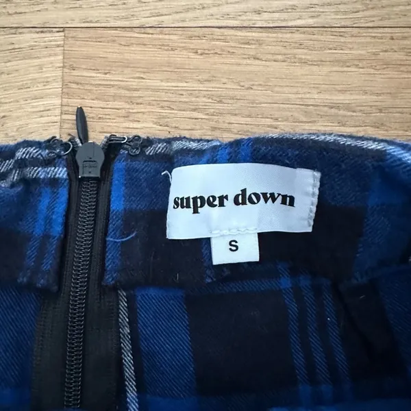 Superdown Plaid Mini Skort in Blue - Image 3