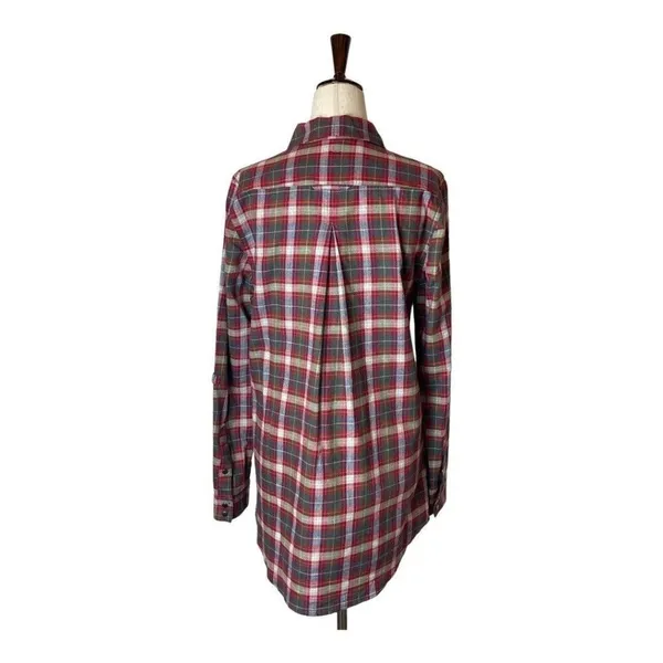 Tyler Boe Shirt Women Small Red Plaid Cotton Collared‎ Pleated Tina Tunic Preppy - Image 3