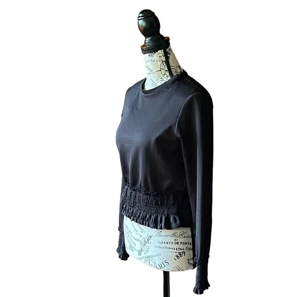 Zara WB Collection Black Cinched Waist Cropped Pullover Top S Goth Grunge Rodeo - Image 3