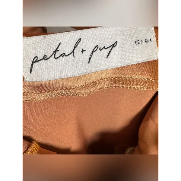 Petal and Pup gold metallic bronze sateen cowl neck midi dress size 0 - Image 5
